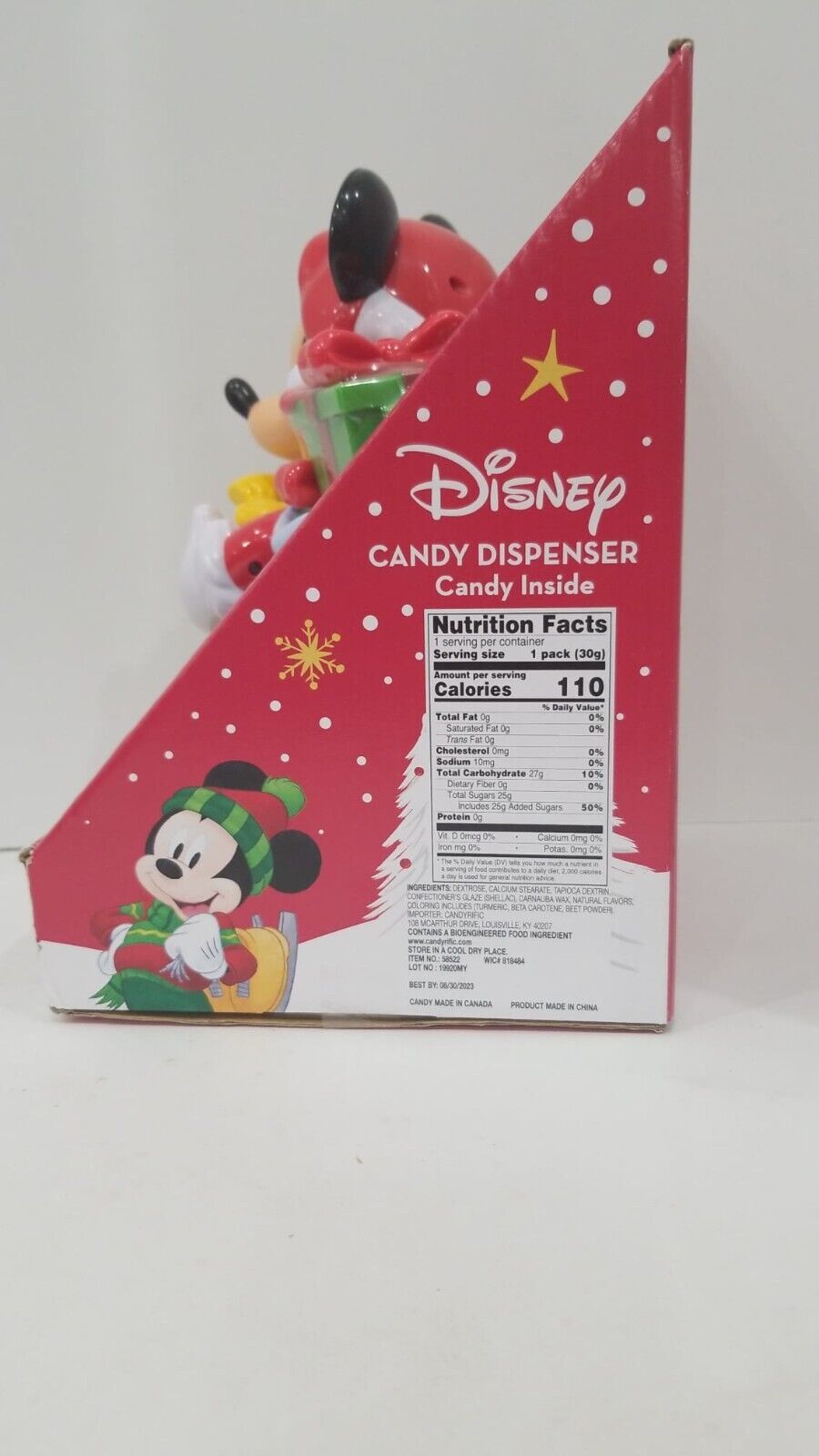 Disney Mickey Mouse Limited Edition Christmas Candy Dispenser With Candy, 10in Item image 2
