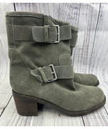 Sam Edelman gray suede ankle boots 9.5M Troy moto double buckle block he... - £12.55 GBP