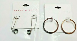 Kelly &amp; Katie Fashion Earrings Silver Tone Rhinestone Hoops &amp; Wire Smoky Stones - £12.05 GBP