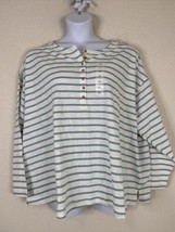 NWOT Old Navy Henley T-shirt Womens Plus Sz 4X Blue Stripe Oversized Lon... - £14.41 GBP