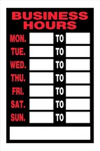 BUSINESS HOURS Open &amp; Closed door window SIGN days of week 8&quot;x12&quot; Hillma... - £14.96 GBP