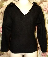 Vintage Women&#39;s Giorgio Grati Black Angora Wool Nylon Blend Sweater Bow ... - £62.15 GBP