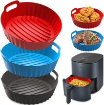 Silicone Air Fryer Liners, 3Pcs 8.6Inch Air Fryer Silicone Pot Set Replacement o - £12.07 GBP