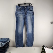 BKE Tyler Mens Blue Denim Straight Blue  Jeans Size 36L 36x35 Med Wash Split Leg - £19.32 GBP