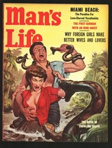 Man&#39;s Life 7/1958-River of Crawling Death snake attack cover-cheesecake pix-g... - £100.53 GBP