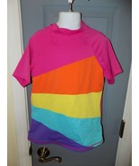 Lands&#39; End Pink Rainbow Rash-guard Swim Shirt Size 12 Girl&#39;s EUC - £14.50 GBP