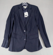 New Michael Kors Womens Size 2 Linen Blazer Jacket Midnight Blue Dark - $56.95