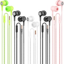 Wired Earbuds With Microphone 5 Pack, In-Ear Headphones With Heavy Bass,... - $38.99