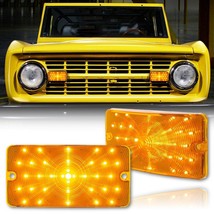 Amber Front LED Park Turn Signal Light Lamp Lens PAIR Fits 1969-77 Ford Bronco - £73.25 GBP