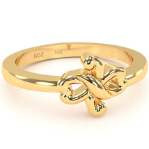 Infinity Loop 2 Hearts Love Ring In Solid 14k Yellow Gold - £200.26 GBP