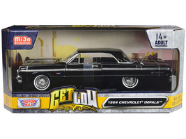 1964 Chevrolet Impala Lowrider Hard Top Black &quot;Get Low&quot; Series 1/24 Diecast Car  - £34.86 GBP