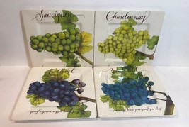 Fountain Arts S/4 Square Salad Plates Signed By Carol Fountain Nix Wine Country - £45.69 GBP