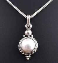 Pearl Stone 925 Silver Handmade Beautiful Design Pendant Best Women Necklace - £34.99 GBP+