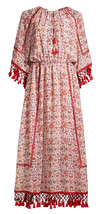 Sachin &amp; Babi Chiffon Maxi Dress Lynley Floral Fringe Sz-L Dusty Pink - £196.71 GBP