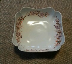 Rare Antique Dish Bowl Mark Gutherz Carlsbad Purple Florals Gray Side Holes - £62.75 GBP