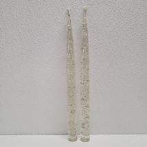 2 Vintage Clear Lucite Taper Candles with Silver Foil Flecks 10&quot; - £31.65 GBP