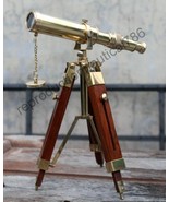 Nautical Navy Ship Telescope Vintage Solid Brass Telescope With Wooden T... - £182.52 GBP