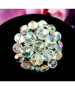 Aurora Borealis CRYSTAL Beads PIN Vintage Brooch Rhinestones AB Beaded A... - £14.21 GBP