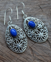 Lapis Lazuli earrings, blue stone earrings, tribal, Lapis earrings, ethnic (E709 - £10.99 GBP
