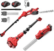 3-In-1 Cordless Pole Hedge Trimmer &amp;Mini Grass Shear,12Ft, 2Pcs 2.0Ah Ba... - $116.92