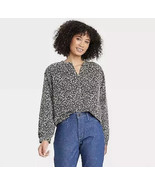 Universal Thread Women&#39;s Button Down Long Sleeve Shirt X-LARGE Black Floral - $31.54 CAD