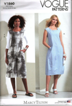 Vogue V1860 Misses 16 to 24 Marcy Tilton Dress and Top Sewing Pattern New - £20.83 GBP