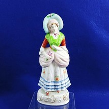 Porcelain Figurine Lady With Bonnet Hand Painted Vintage Home Decor 10&quot;  - £33.19 GBP