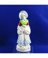 Porcelain Figurine Lady With Bonnet Hand Painted Vintage Home Decor 10&quot; - €34,34 EUR