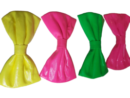 Handmade Plain Green, Yellow, Pink Shiny Wet Look PVC Fabric Bow, Slide, Grip UK - £4.95 GBP