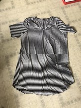 Torrid Black striped Swing dress size 3x Short Sleeve V Neck No Slit - $35.48