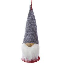 Wood and Felt Dwarf Gnome with Grey Hat Christmas Tree Ornament New - $9.98