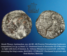 305-281 BC Grec Lysimachos Ar Fourree Tetradrachm Alexander III Ancien Pièce - £97.11 GBP