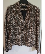 Womens XL Colleen Lopez Leopard Print Vegan Faux Leather Jacket Coat - $717.99 MXN