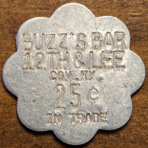 Covington, Kentucky KY Buzz&#39;s Bar 12th &amp; Lee 25¢ Scalloped Trade Token - $9.67