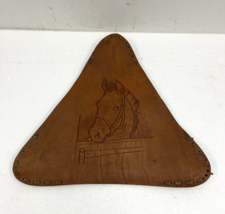 Vintage Hand Tooled Leather Tripod Saddle Seat Stool Chair western top h... - $29.99
