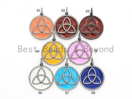 NEW Colorful Enamel Clear CZ Round Pendant for Jewelry Making, 20/30mm, sku#F572 - £4.62 GBP+