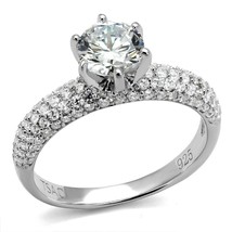 6mm Round Cut Solitaire Cz Micro Pave Band 925 Sterling Silver Engagement Ring - £86.31 GBP