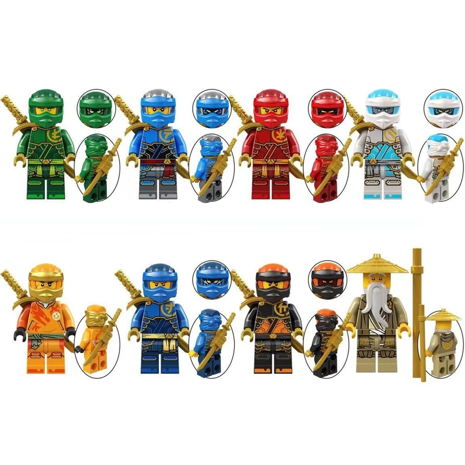 8Pcs Ninjago 2024 Minifigures Lloyd Nya Kai Zane Arin Jay Cole Wu Mini B... - $21.89