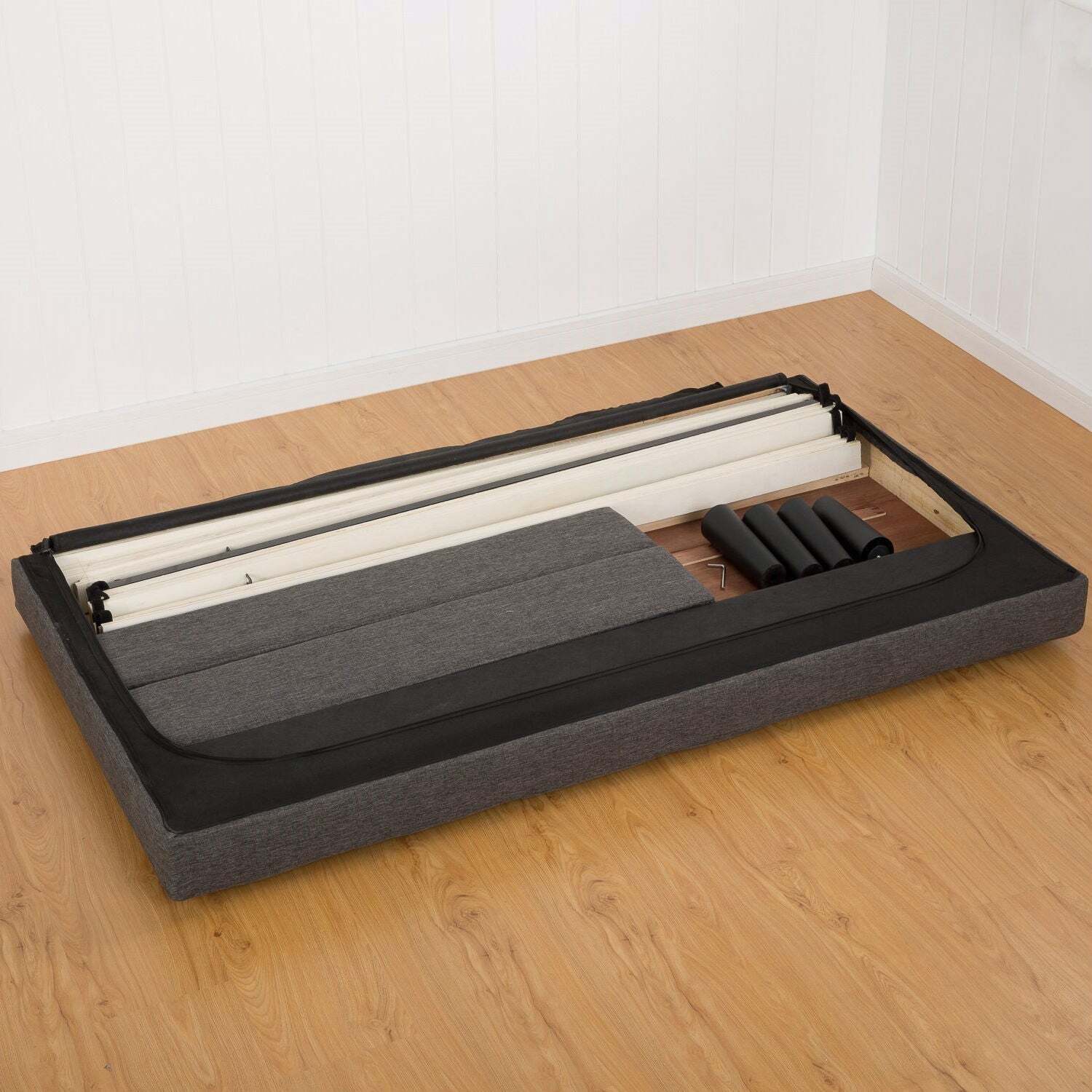 Dark Grey Upholstered Queen Platform Bed With Headboard Item image 3