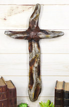 Rustic Western Faux Distressed Wood Trunks Inspirational Wall Cross Plaque 16&quot;H - £19.17 GBP