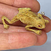 Frog Brooch Pin 18K Gold Ruby Diamond Gold Brooch w. Gem Report MAKE OFFER! - €2.711,06 EUR