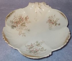 Old Antique German Dresden Floral Shell Bowl Clematis - $49.95