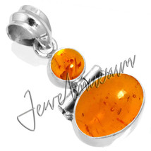 Discount Natural Amber Pendant 925 Fine Stamp Sterling Silver - £22.74 GBP