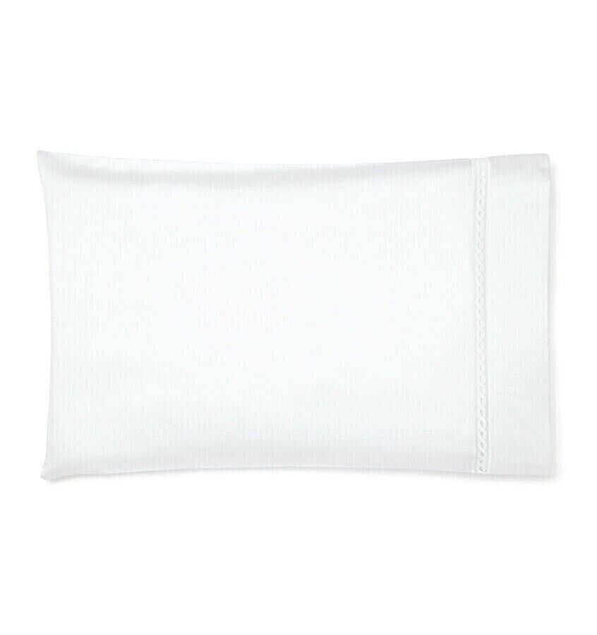 Sferra Giza Millesimo White Standard Pillowcases Sateen Lace Insert Italy NEW - $265.00