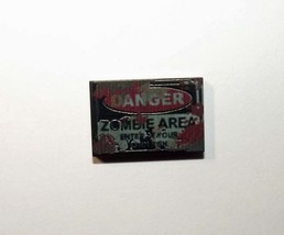 Building Block Danger Zombie Area Sign 2X3 Horror construction piece Minifigure  - $4.49