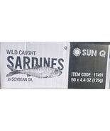(50) SUN Q WILD CAUGHT SARDINES IN SOYBEAN OIL 4.4 Oz Can 220 OZ TOTAL DEAL - $76.22