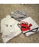 Lot of 4 Baby towels Various Brands 2 Bamboo 1 Crab 1 Elephant - $12.08 CAD