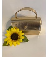 Vtg Ande’ Box Purse Gold Metallic Prom Wedding Handbag 1970 Retro Clutch... - $33.20