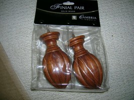 Cambria Classic Wood Finial bed post window rod ends Medium Brown 605308... - $49.45