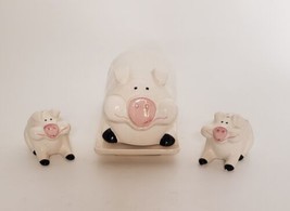 Vintage 1986 Ron Gordon Designs Pig Ceramic Butter Dish Salt &amp; Pepper Shakers  - $49.95